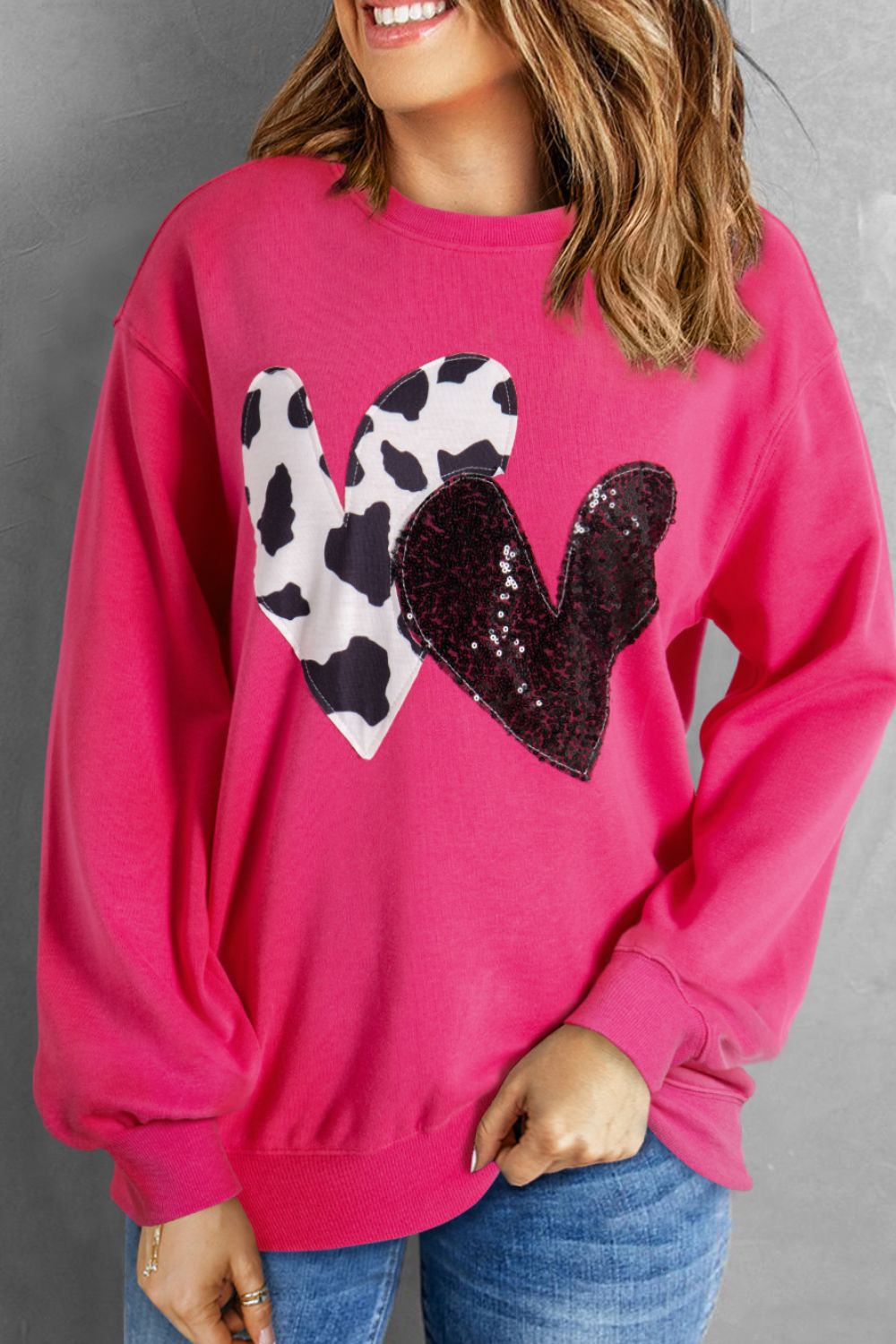 Heart Patch Long Sleeve Sweatshirt