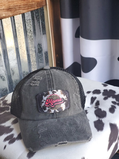 Mama and Cowhide Patch on Black Hat