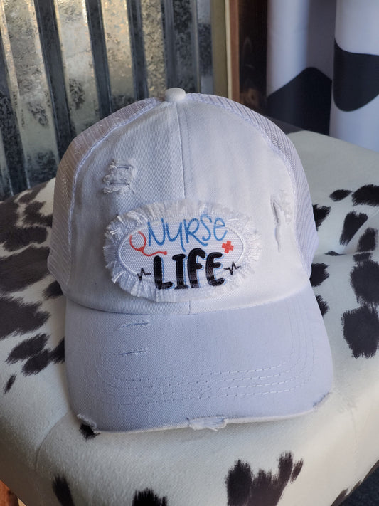 Nurse Life Patch on White Hat